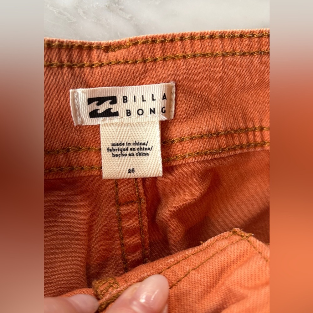 Billabong rust orange flare jeans size 26 raw hem high rise - Picture 7 of 9